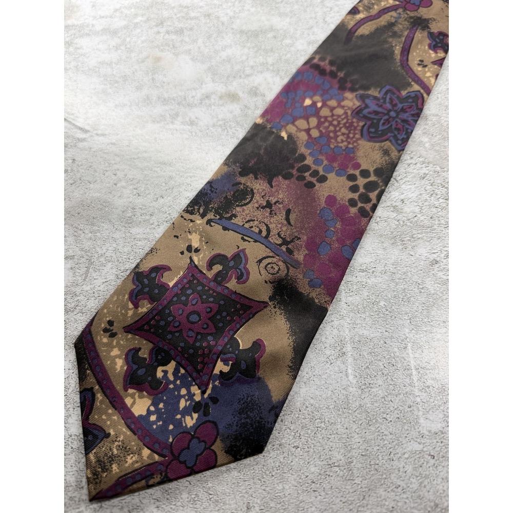 Bachrach Tie Mens One Size Brown 100% Silk Paisley Pointed Woven Necktie